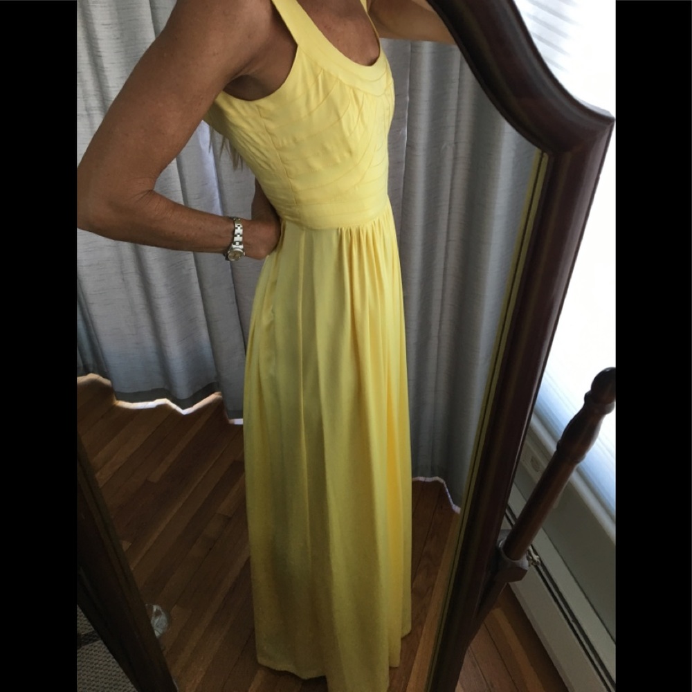 BCBG canary yellow full length gown
